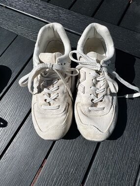 New Balance 574 Sneakers Cream Beige Suede Mesh Women’s Casual Shoes